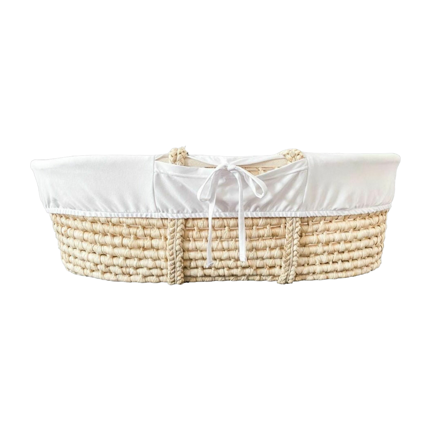 Cesta de fibra natural de Moisés con revestimiento blanco - Happy Moses