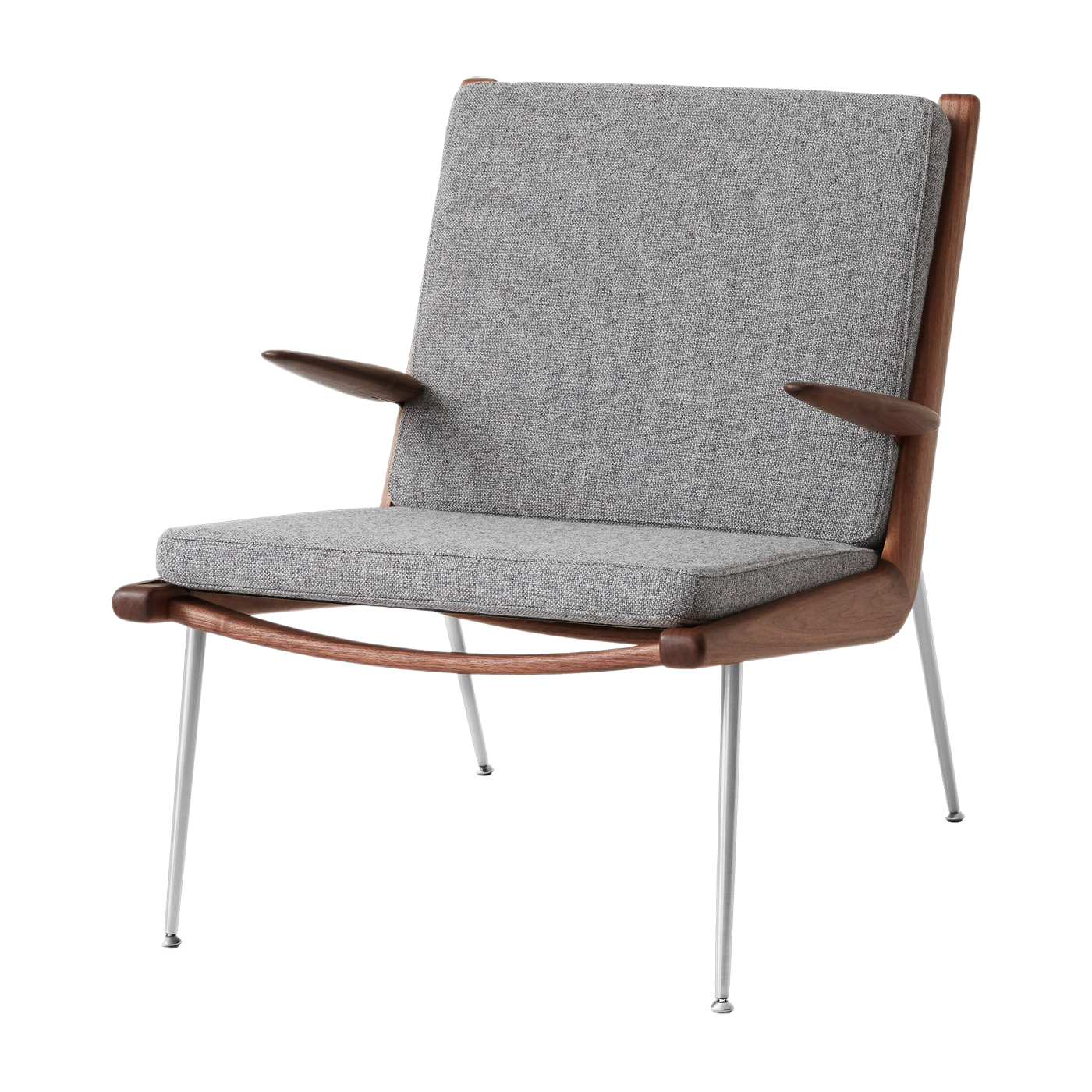 Chair with walnut and steel arms Hallingdal 130 Boomerang HM2 - &tradition