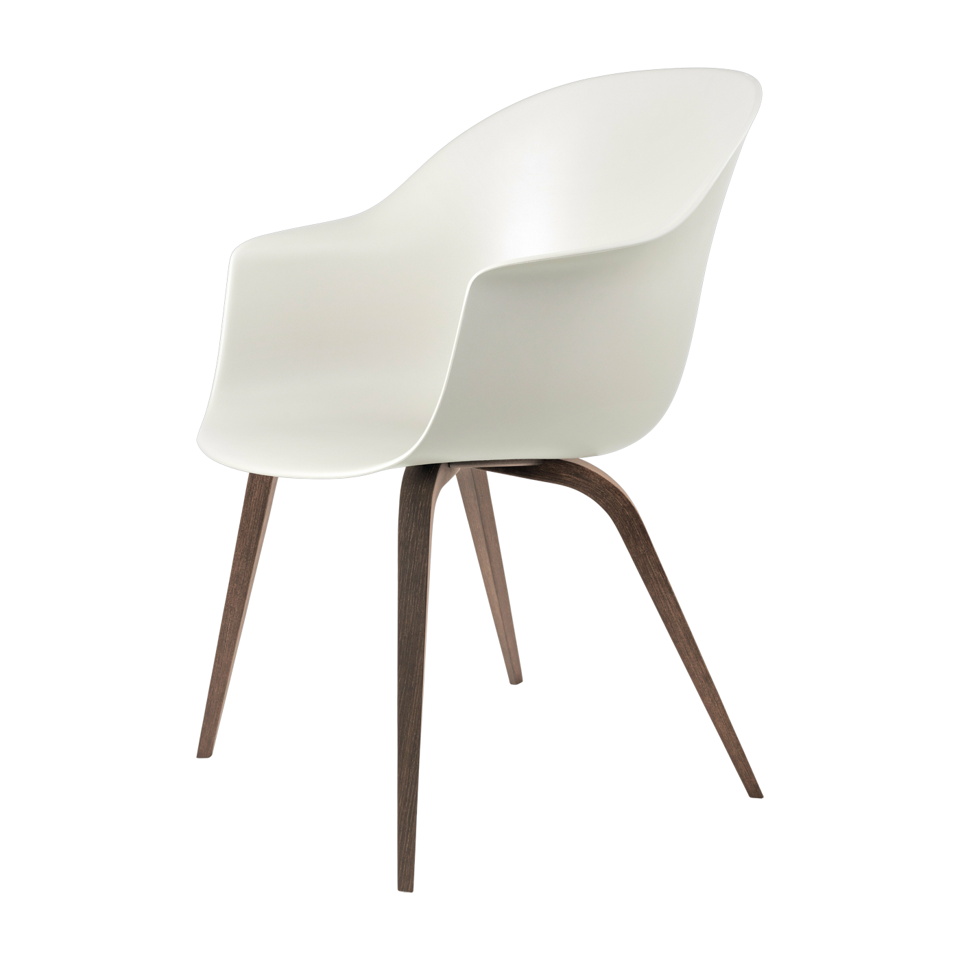 White chair in matte lacquered American walnut Bat - Gubi