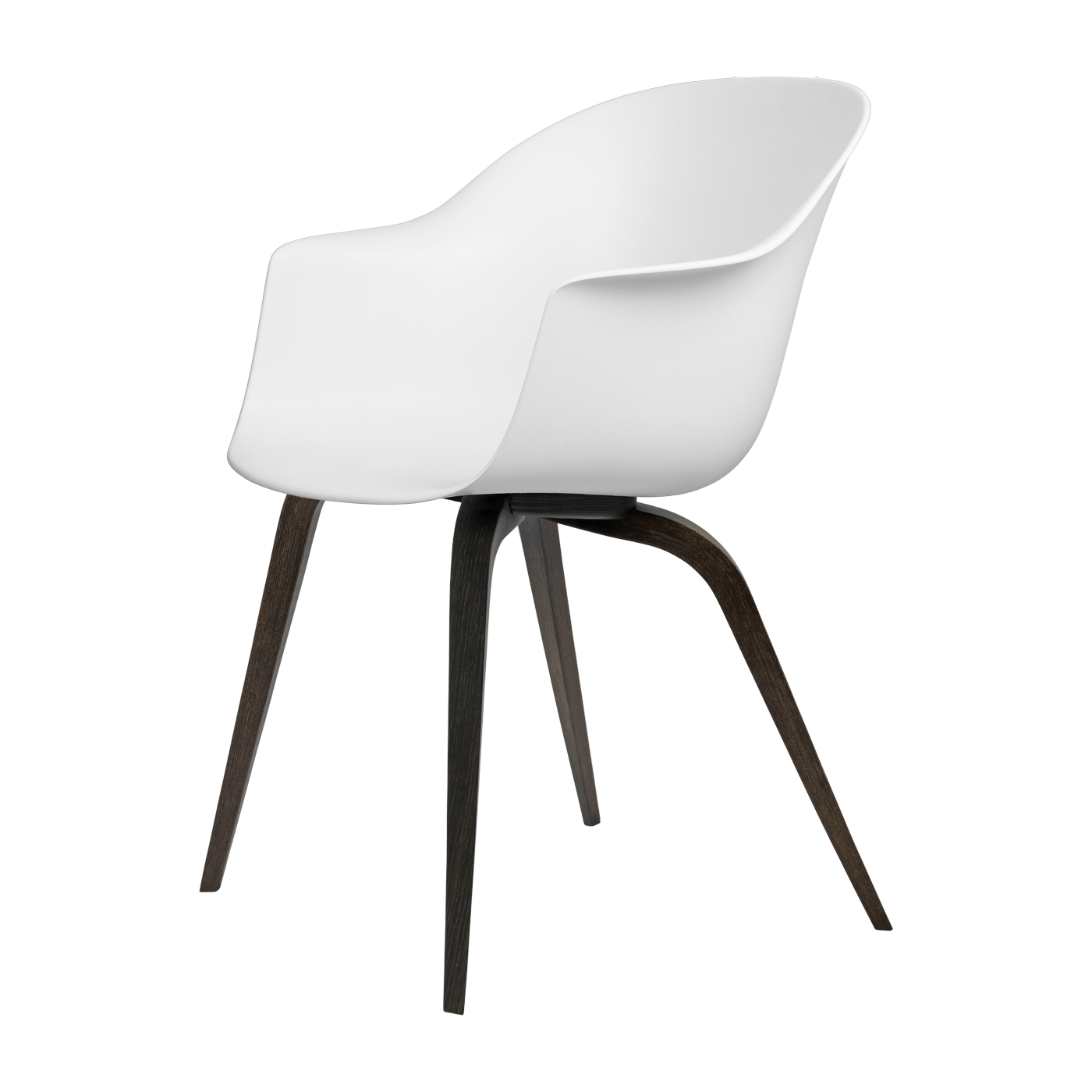 White chair semi -mate in black stained beech Bat - Gubi
