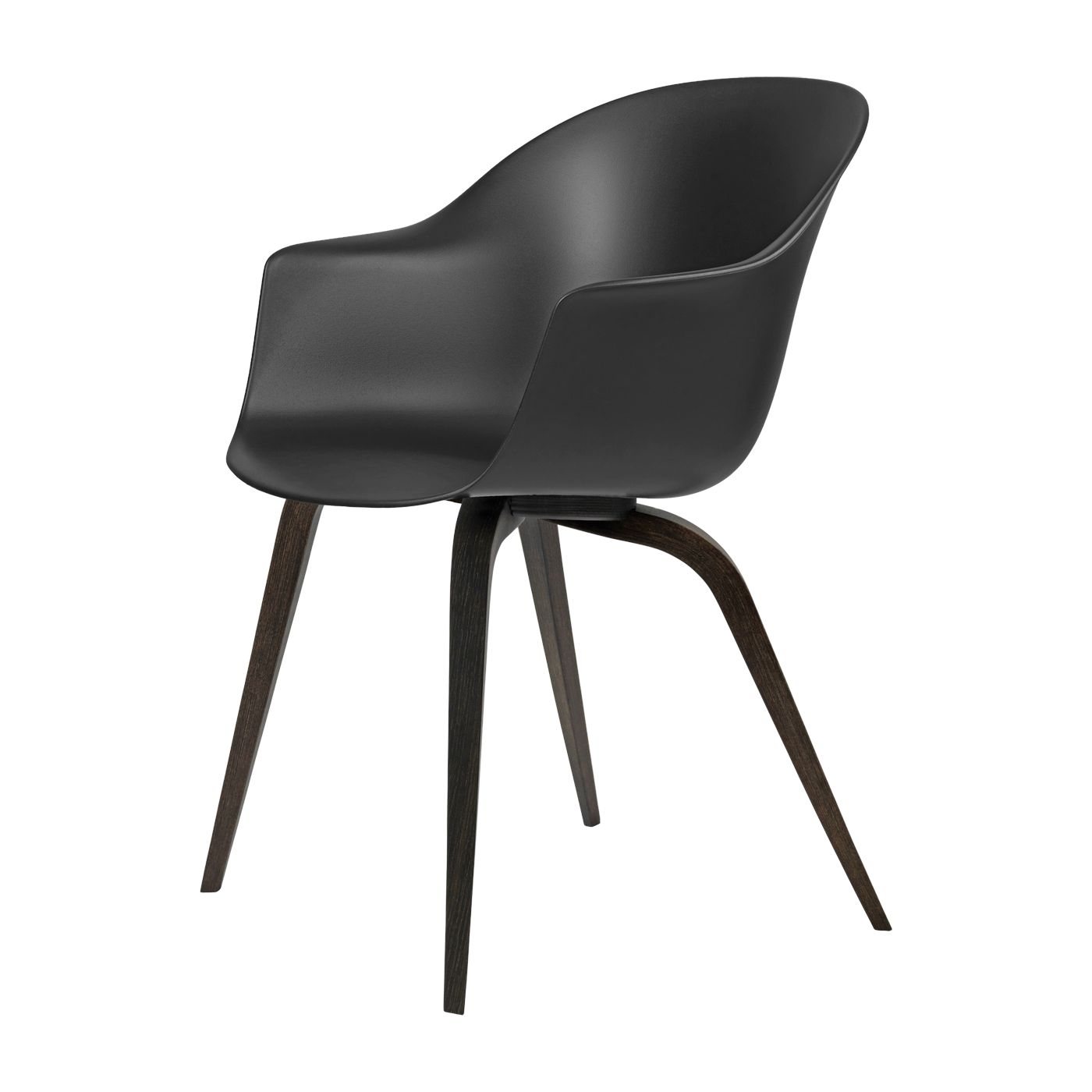 Black chair semi -mate in black stained beech Bat - Gubi