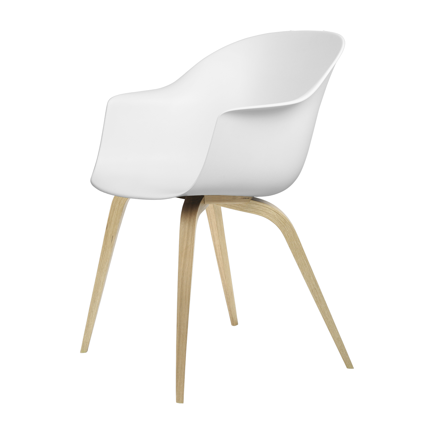 White chair in matte lacquered oak Bat - Gubi