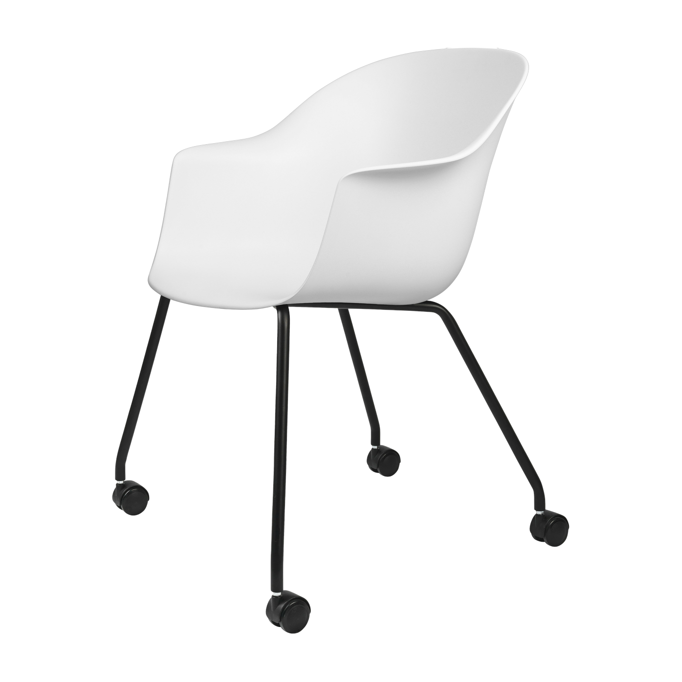 bureau white 4 legged chair with casters Bat - Gubi