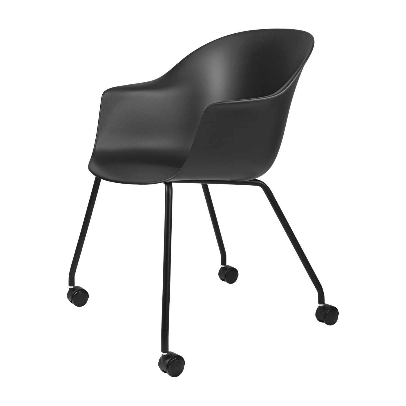 bureau black 4 legged chair with casters Bat - Gubi