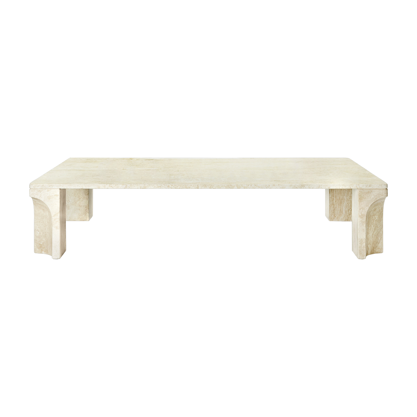 Tavolino in pietra calcarea bianca 140x30 dorico Gubi