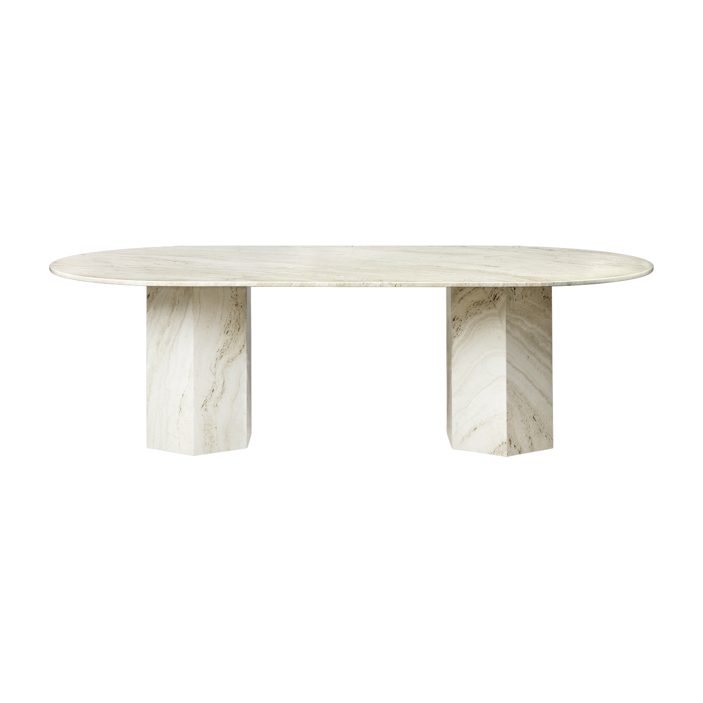 Mesa de comedor de piedra blanca épica Gubi