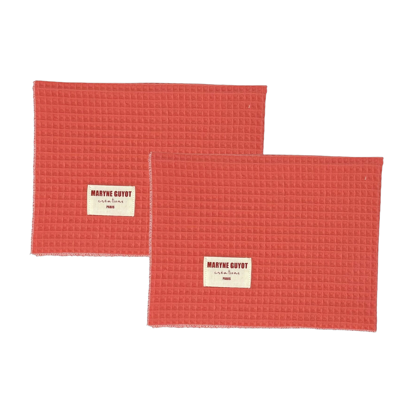 2 embossed placemats corail - Maryne Guyot Créations