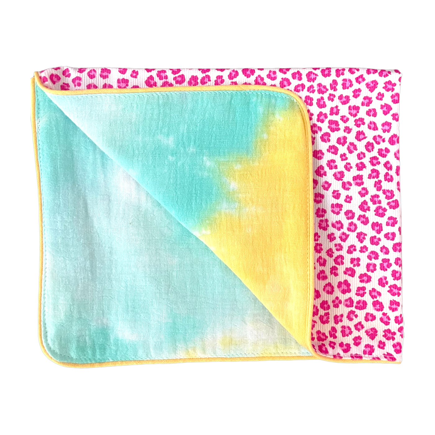 2 Reversible Pink Leopard and Tie and Dye Placemats Graou Rose Maryne Guyot Créations