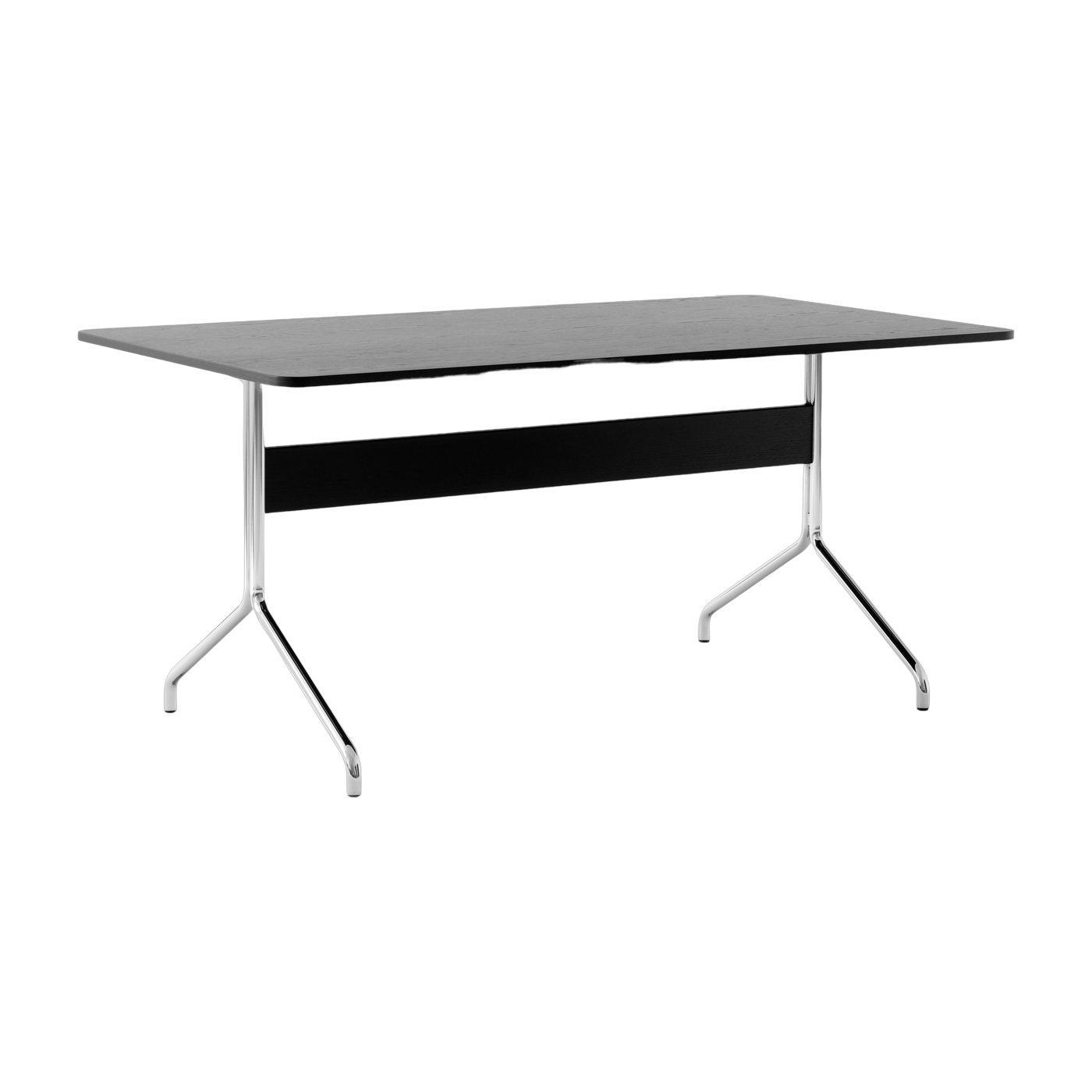 Minimalistischer Esstisch aus schwarzer Eiche und Chrom 160x90 cm Pavilion AV18 - &tradition