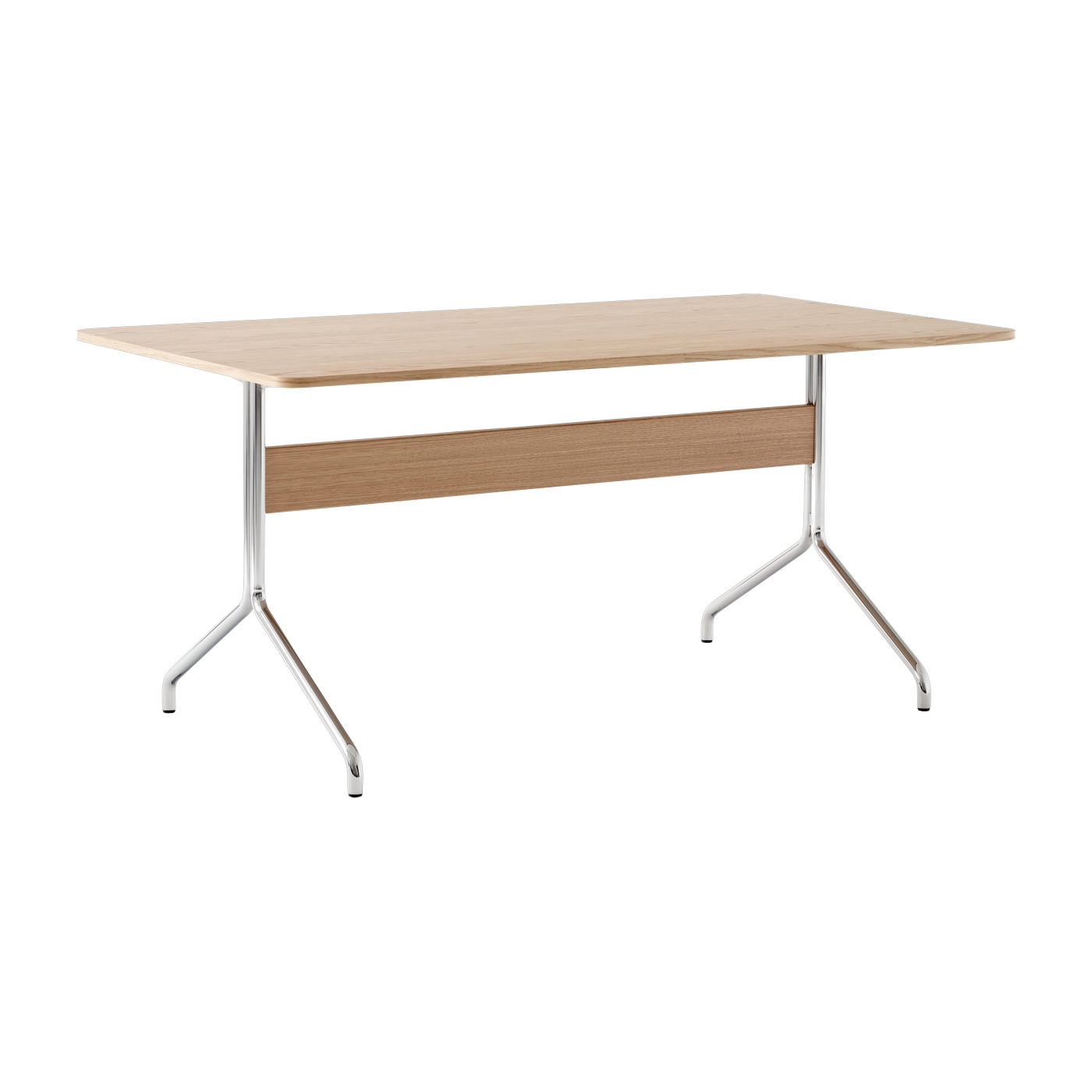 Minimalistischer Esstisch aus heller Eiche und Chrom 160x90 cm Pavilion AV18 - &tradition