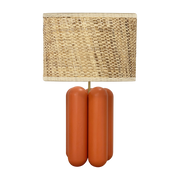 Gran lámpara de madera y rafia coral Charlotte - Cosin Paris
