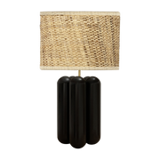 Grande lampe en bois et raphia noir Charlotte - Cosin Paris
