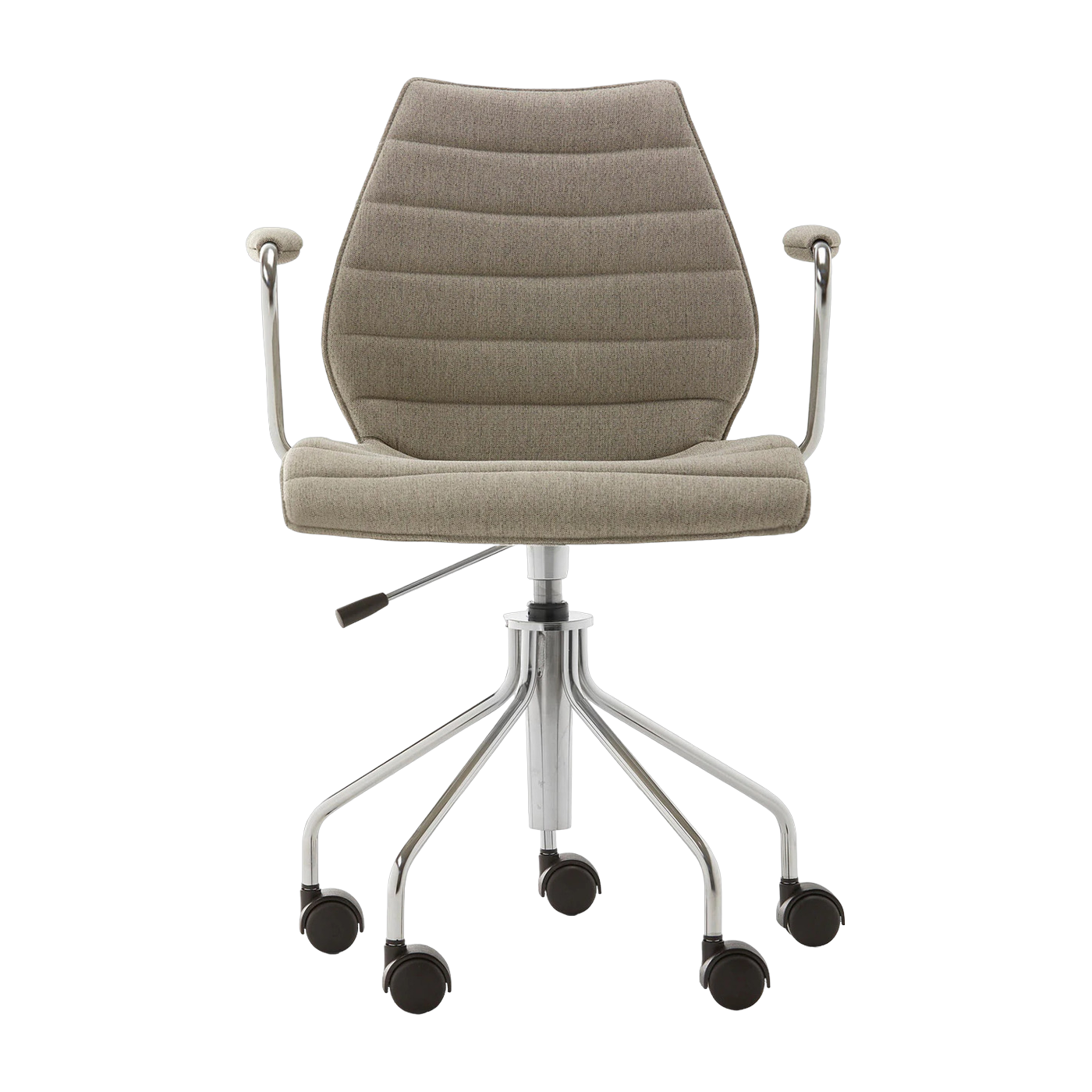 Chaise de bureau avec accoudoirs pivotante à roulettes beige Maui - Kartell