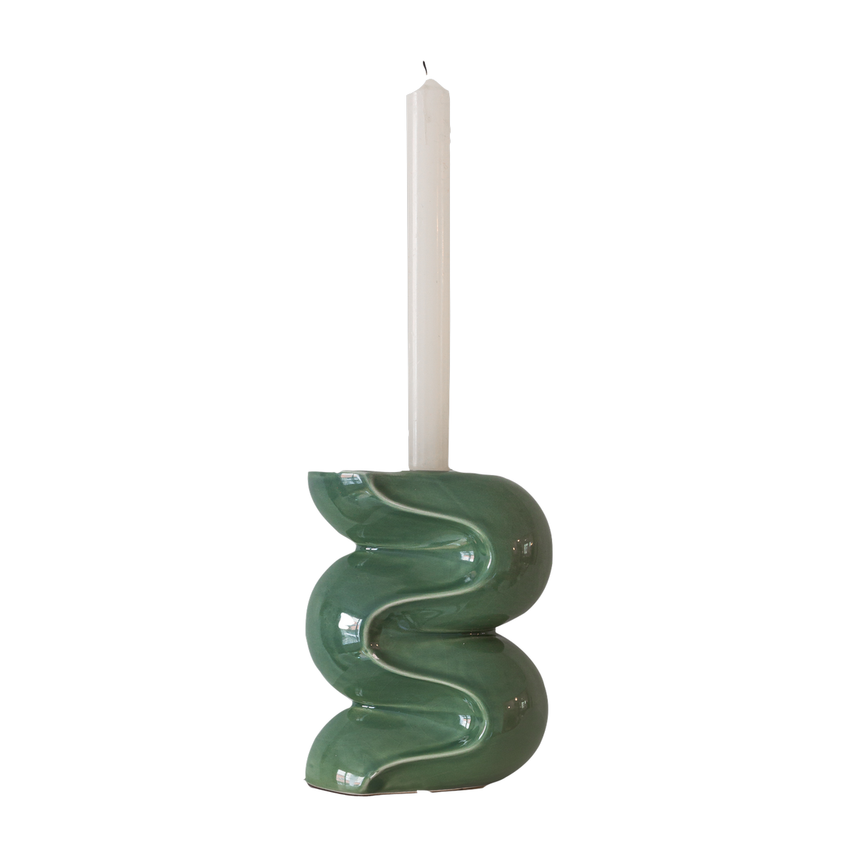 Small green ceramic candle holder Ganache - Cosin Paris