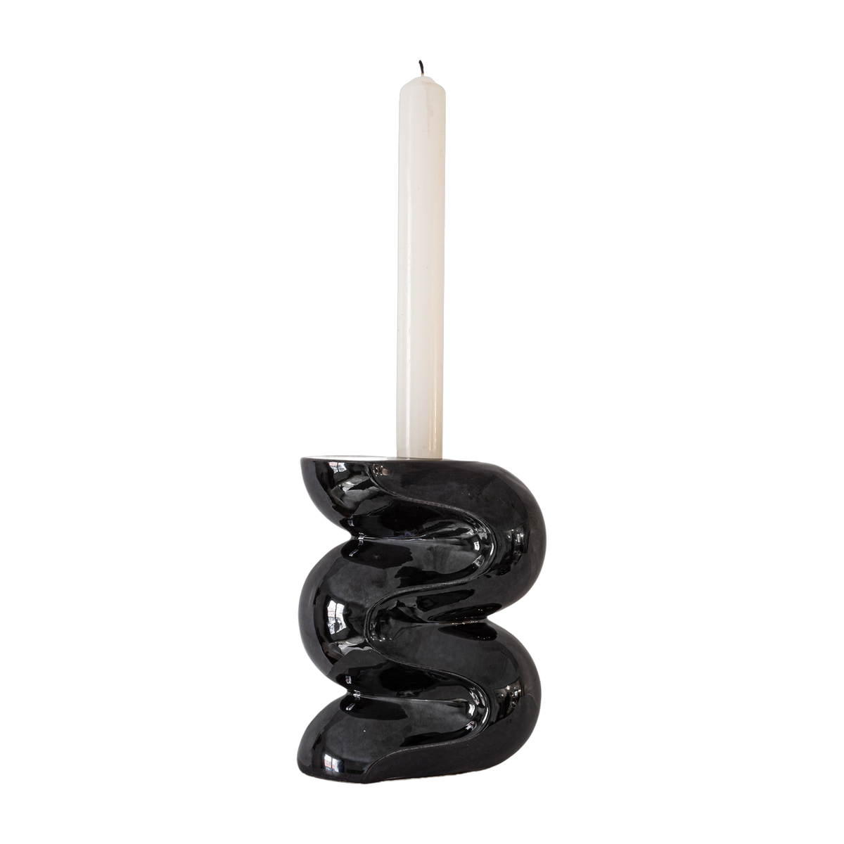 Small black ceramic candlestick Ganache - Cosin Paris