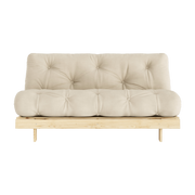 Beige sofa bed in solid pine Roots 160 - Karup Design