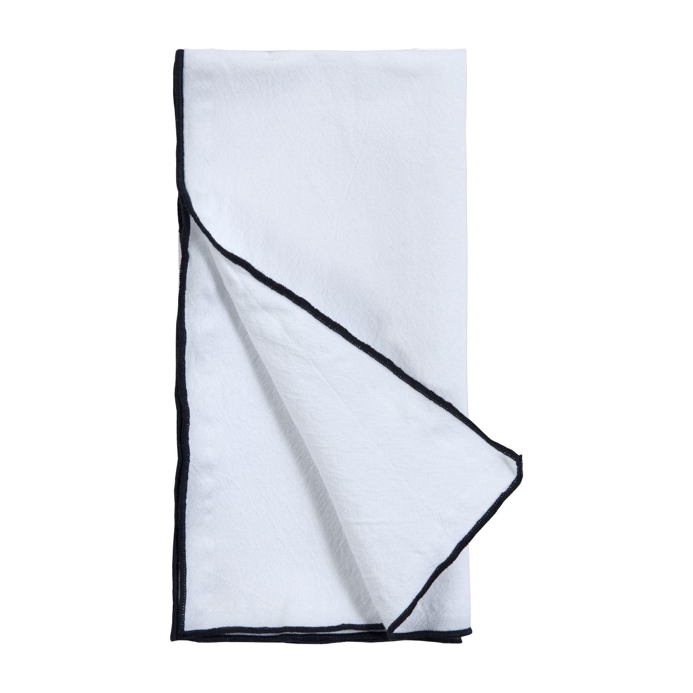 Tovagliolo in cotone lavato bianco con bordo blu notte 45 x 45 cm The Cool Republic
