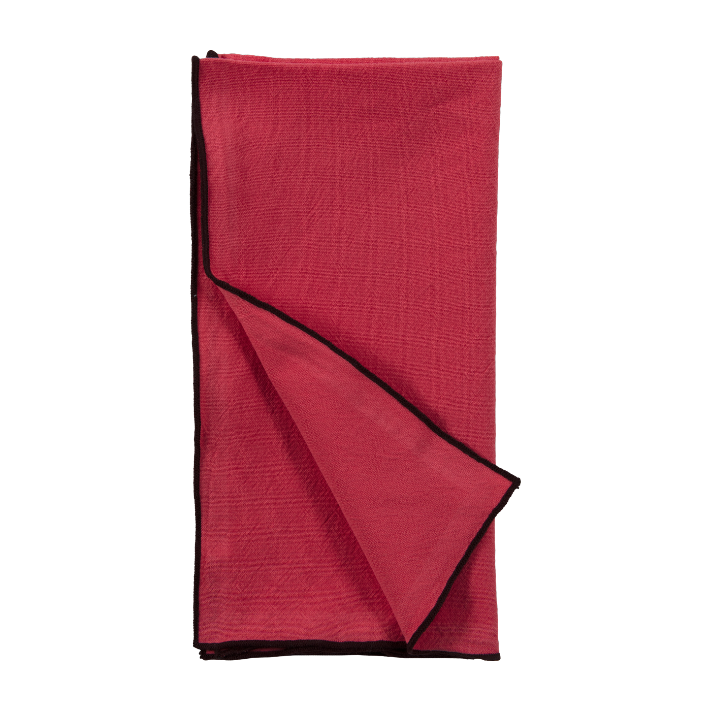 Tovagliolo in cotone lavato fucsia con bordo bordeaux 45 x 45 cm - The Cool Republic