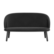 Divano in pelle nera e gambe in quercia nera 145 cm - Normann Copenhagen