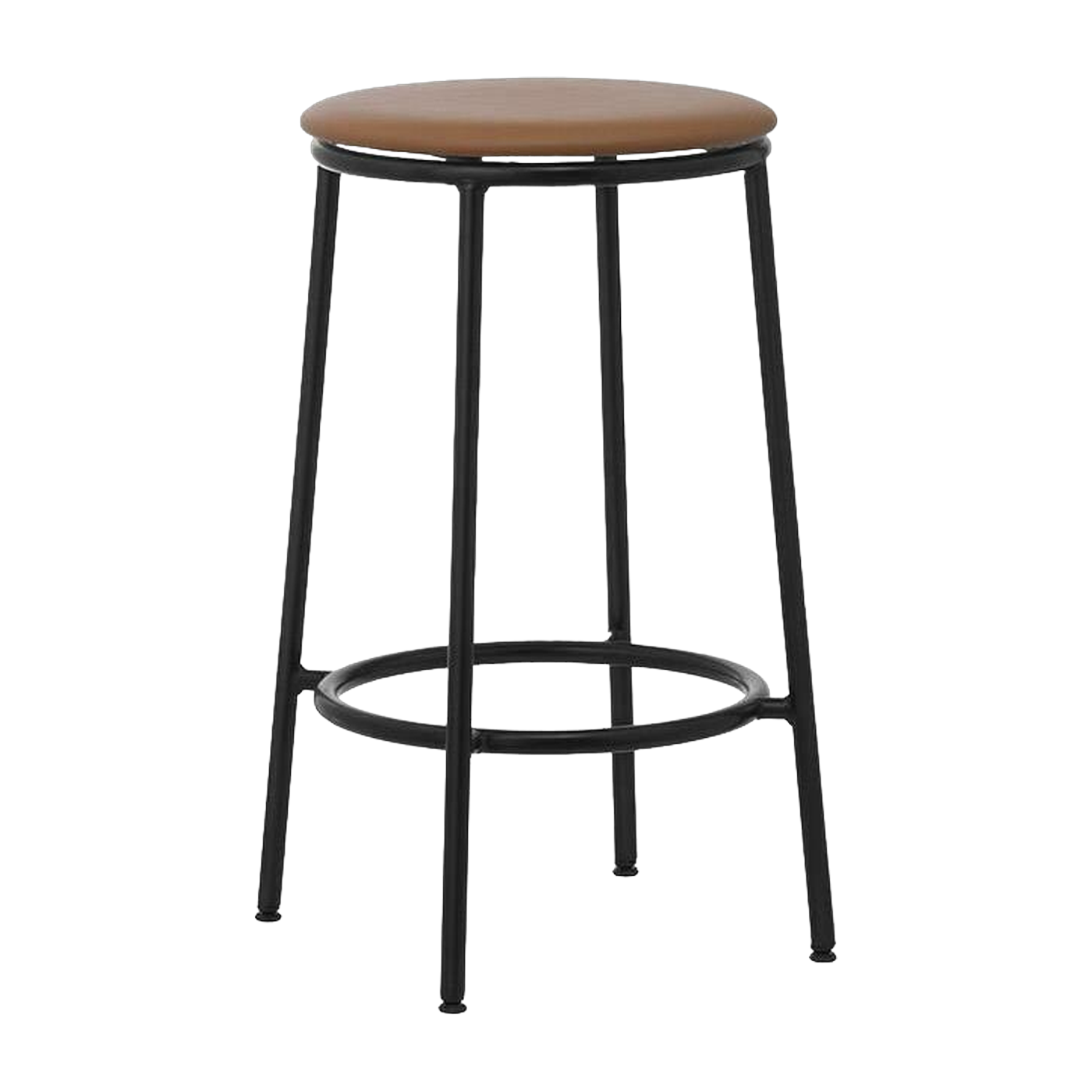 Barhocker aus braunem Leder und schwarzem Stahl 65 cm Circa - Normann Copenhagenen