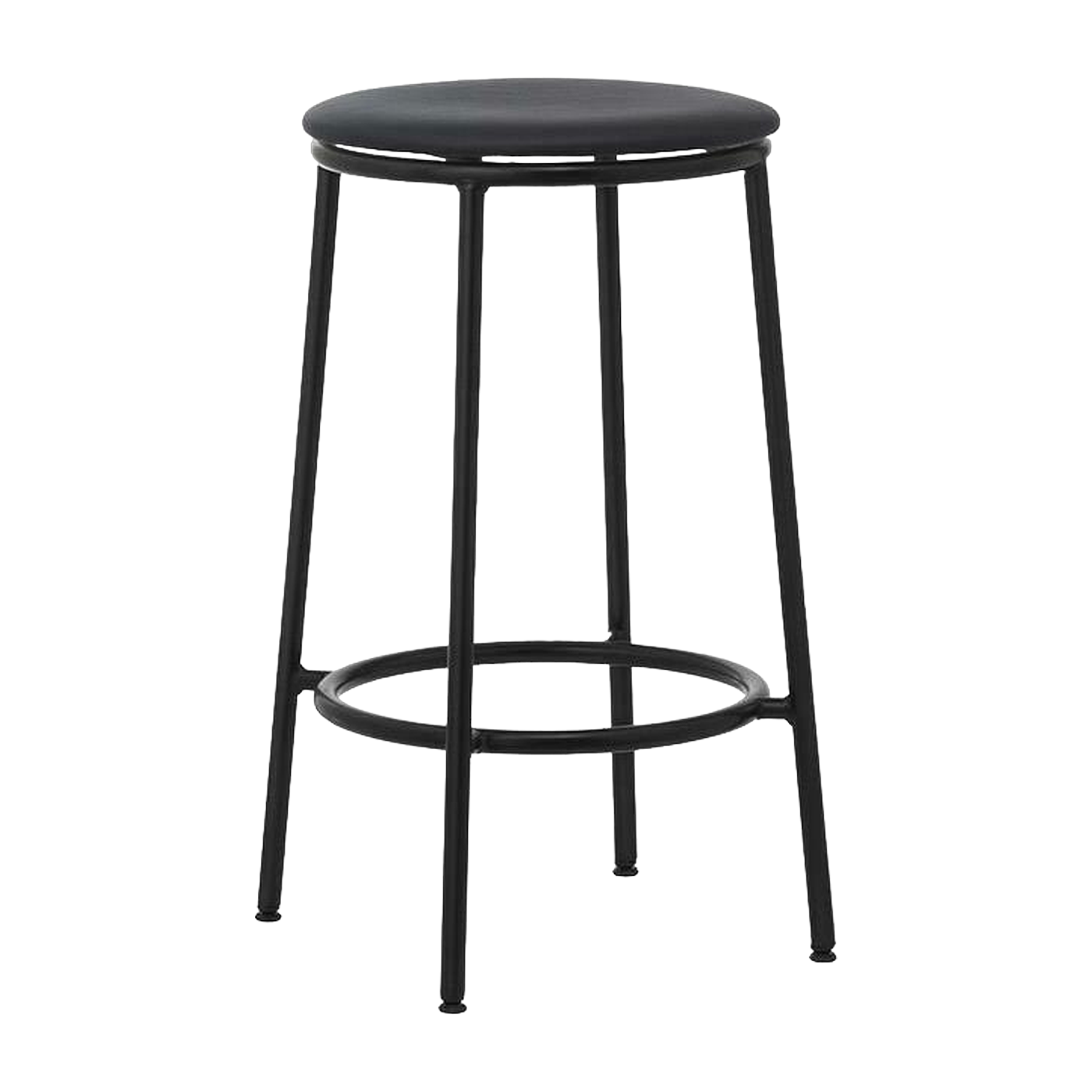 Bar stool in black leather and black steel 65 cm Circa - Normann Copenhagen