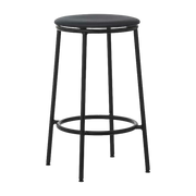 Sgabello da bar in pelle nera e acciaio nero da 65 cm Circa - Normann Copenhagen