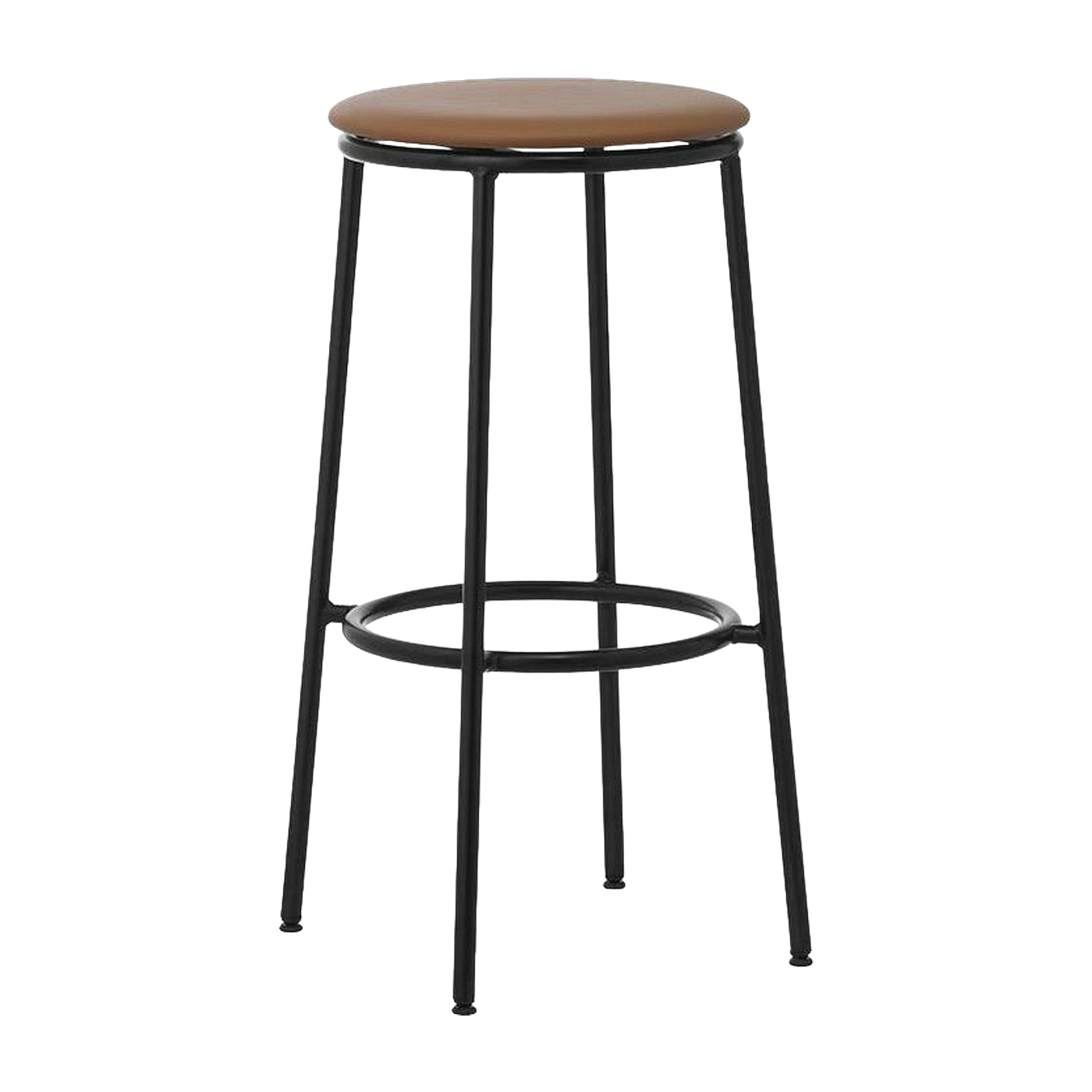 Barhocker aus braunem Leder und schwarzem Stahl 75 cm Circa -. Normann Copenhagen