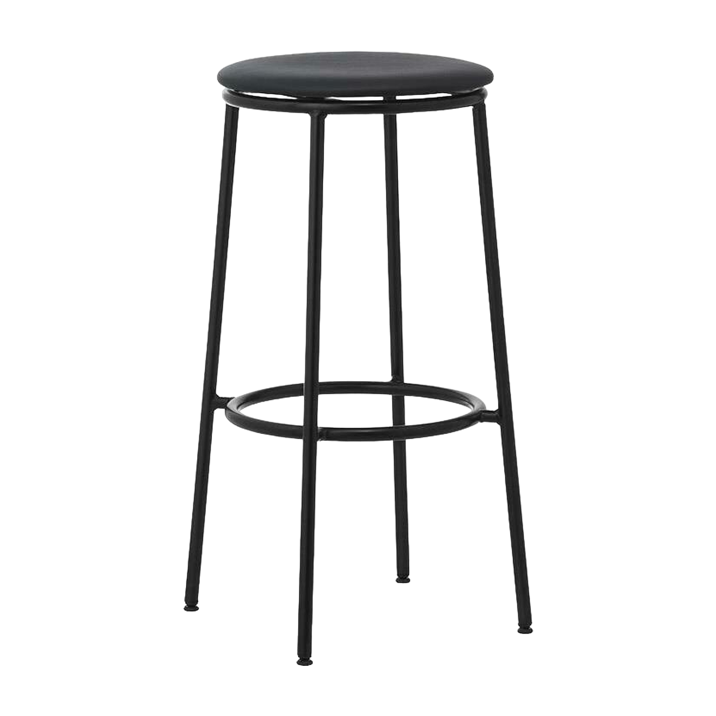 Barhocker aus schwarzem Leder und schwarzem Stahl 75 cm Circa -. Normann Copenhagen