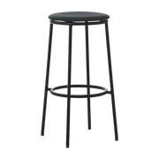 Barhocker aus schwarzem Leder und schwarzem Stahl 75 cm Circa -. Normann Copenhagen