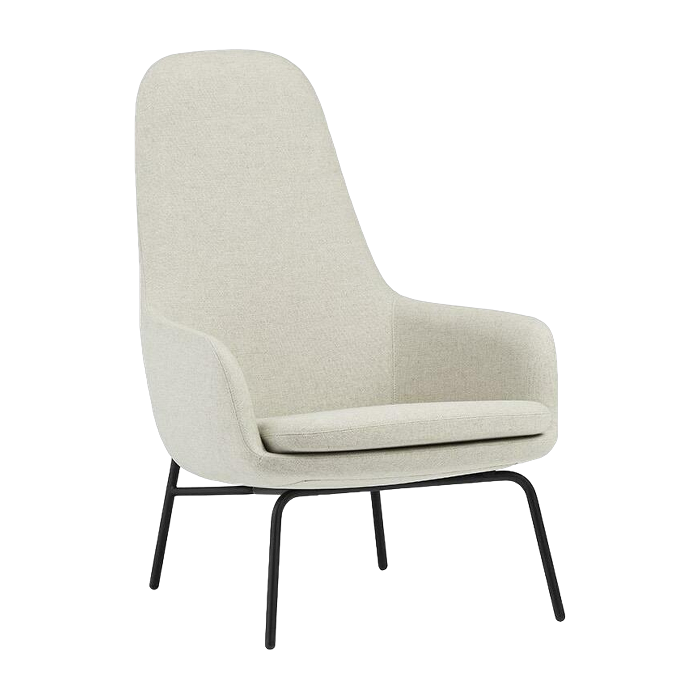 Sillón alto con patas en acero negro y asiento en tela beige Era - Normann Copenhagen