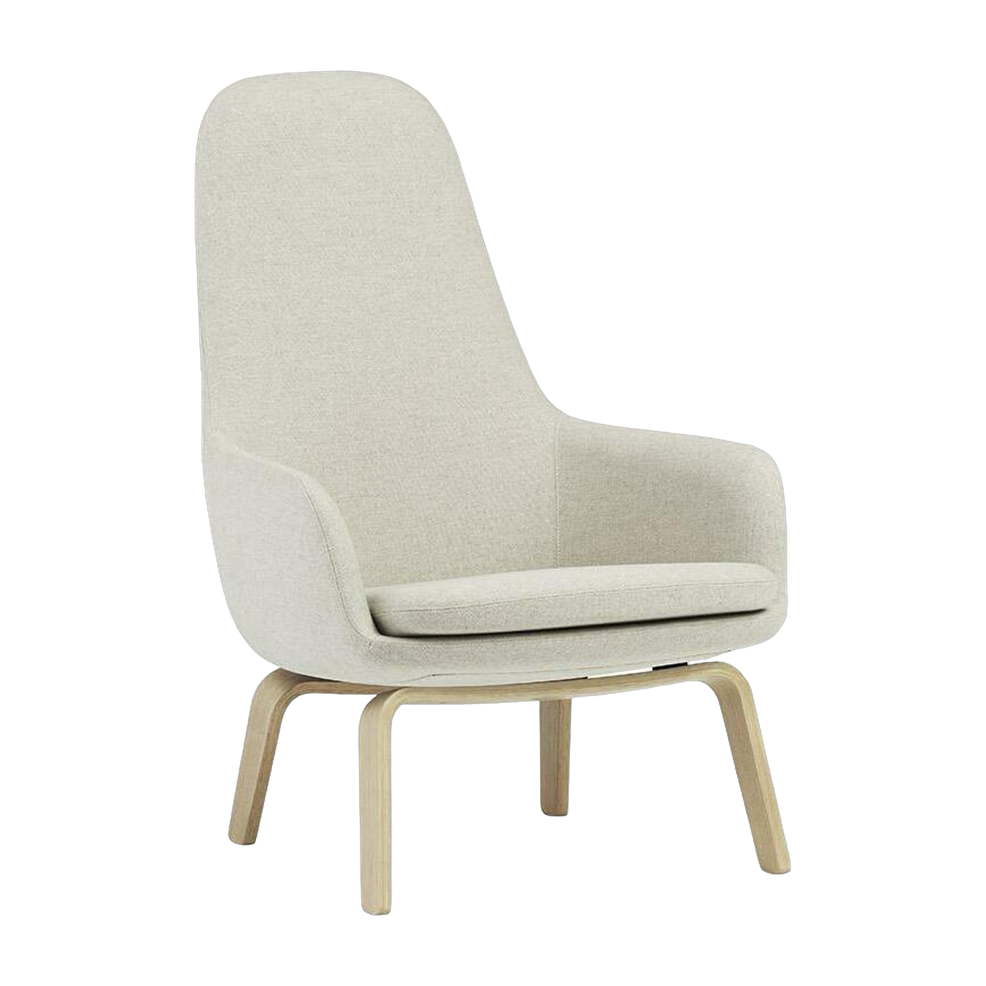 Sillón alto con patas de roble y asiento en tela beige Era - Normann Copenhagen