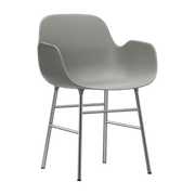 Sedia con braccioli in polipropilene grigio e gambe cromate Form - Normann Copenhagen