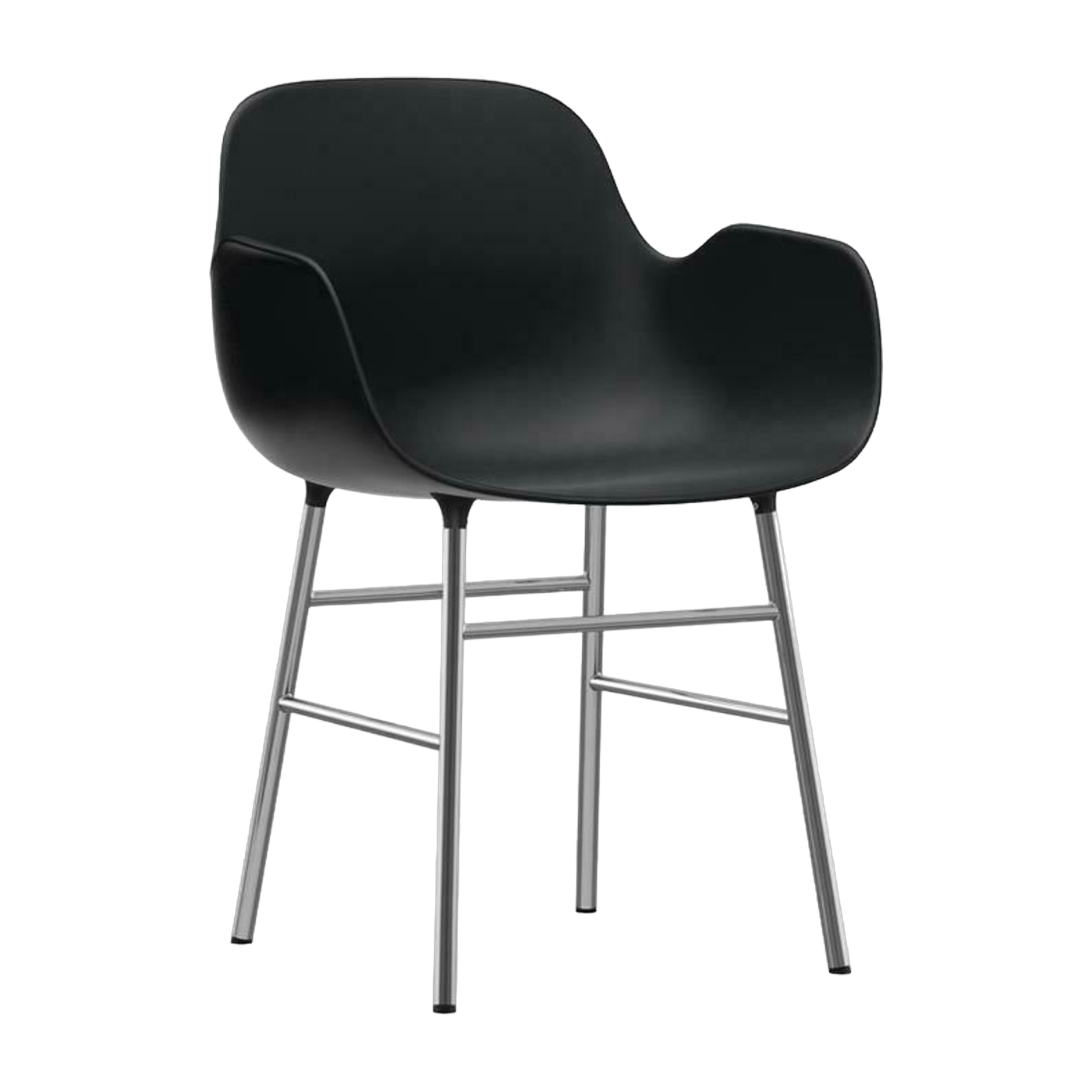 Sedia con braccioli in polipropilene nero e gambe cromate Form - Normann Copenhagen