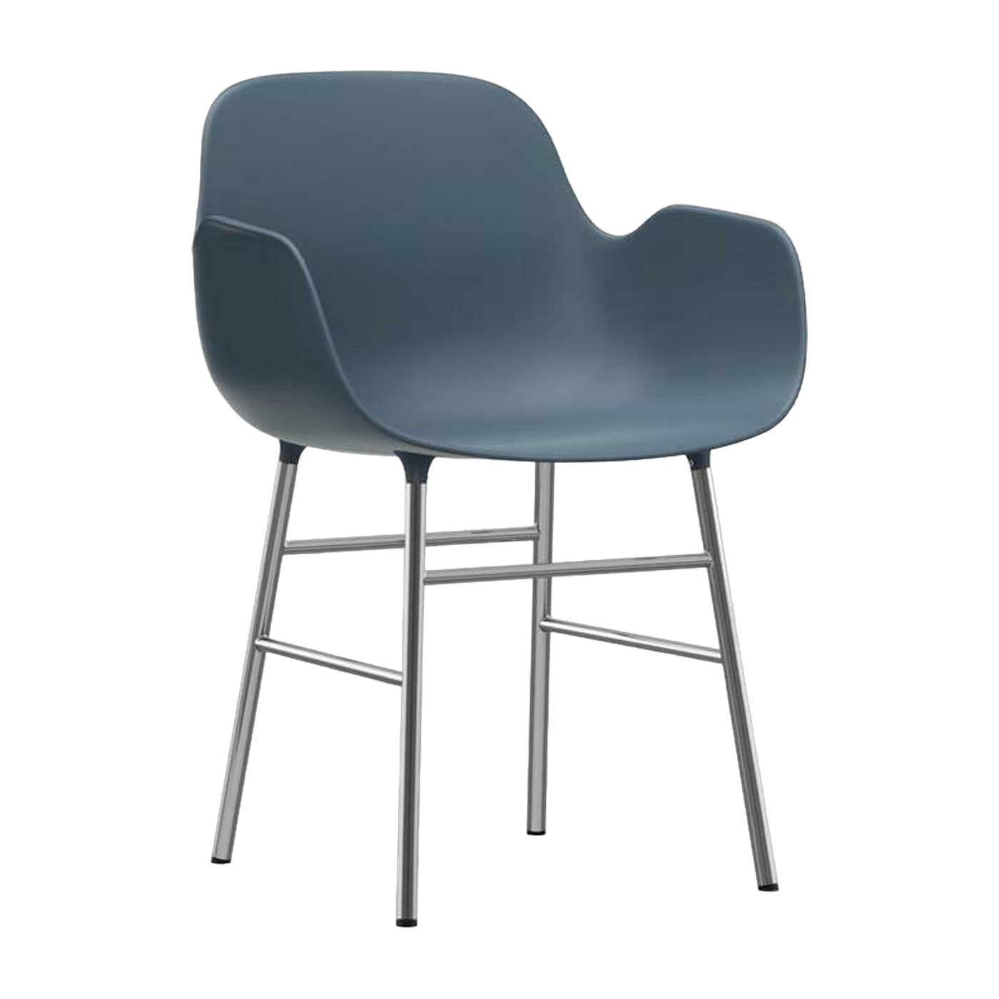 Chaise avec accoudoirs en chrome et pp bleu Form - Normann Copenhagen