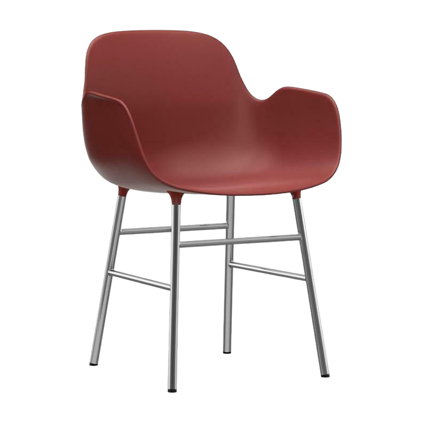 Sedia con braccioli in polipropilene rosso e gambe cromate Form - Normann Copenhagen