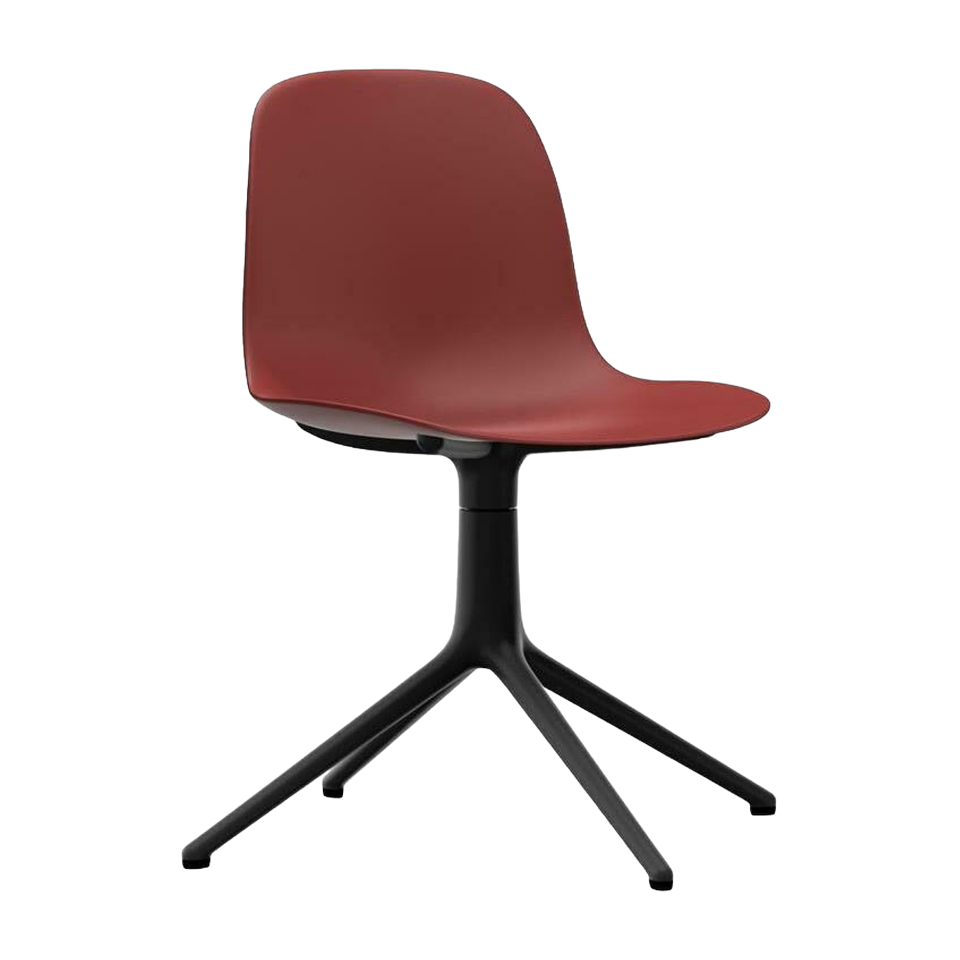 Sedia di bureau in polipropilene rosso e base nero Swivel 4L - Normann Copenhagen