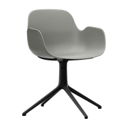Sedia di bureau con braccioli in polipropilene grigio e base nero Swivel 4L - Normann Copenhagen