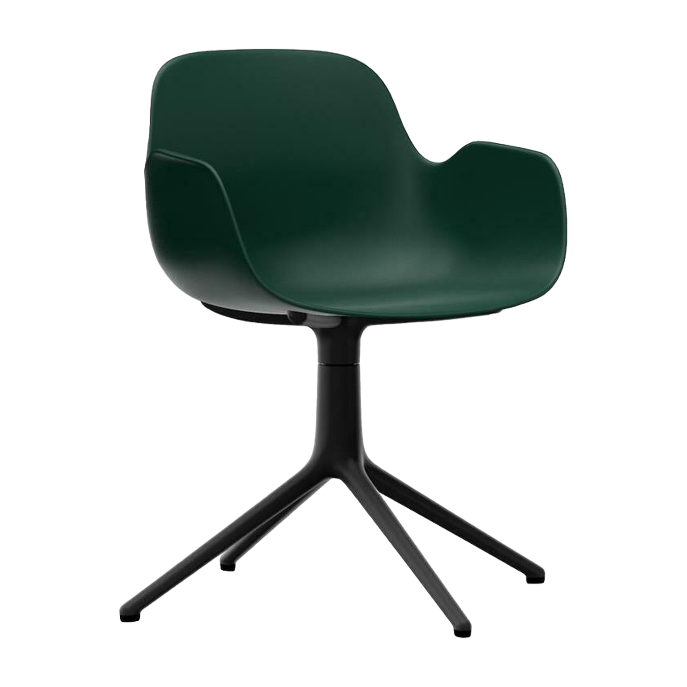 Chaise de bureau avec accoudoirs en polypropylene verte et base noire Swivel 4L vert - Normann Copenhagen
