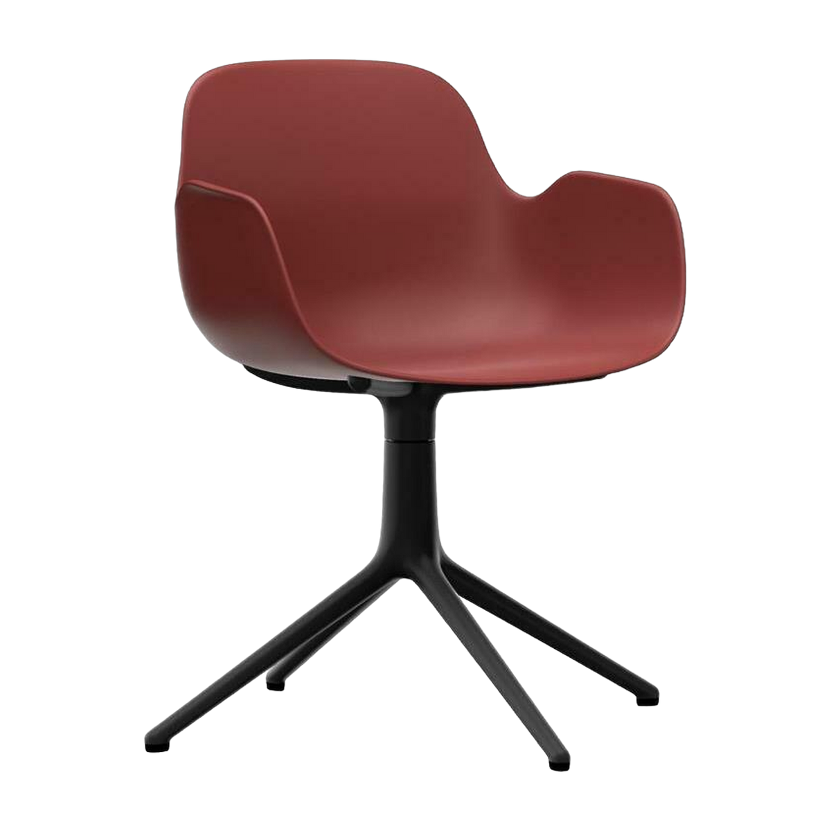 Chaise de bureau avec accoudoirs en polypropylene rouge et base noire Swivel 4L rouge - Normann Copenhagen