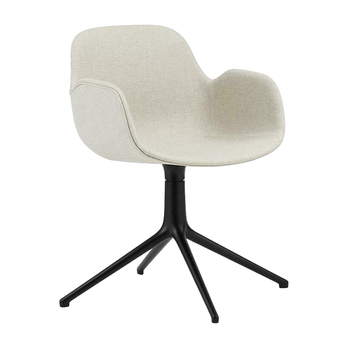 Chaise pivotante avec accoudoirs en aluminium noir et tissu camira blanc mlf20 Form - Normann Copenhagen