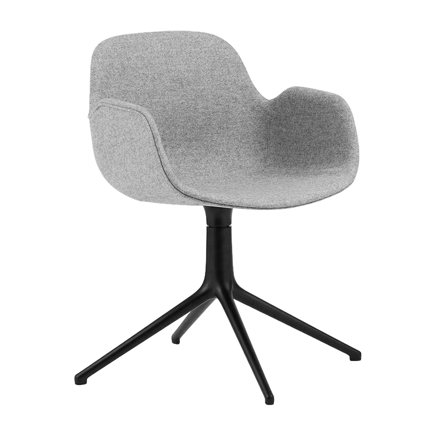 Chaise pivotante avec accoudoirs en aluminium noir et tissu synergy gris lds16 Form - Normann Copenhagen