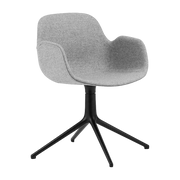 Drehstuhl mit Armlehnen aus schwarzem Aluminium und grauem Synergy-Stoff lds16 Form - -. Normann Copenhagen