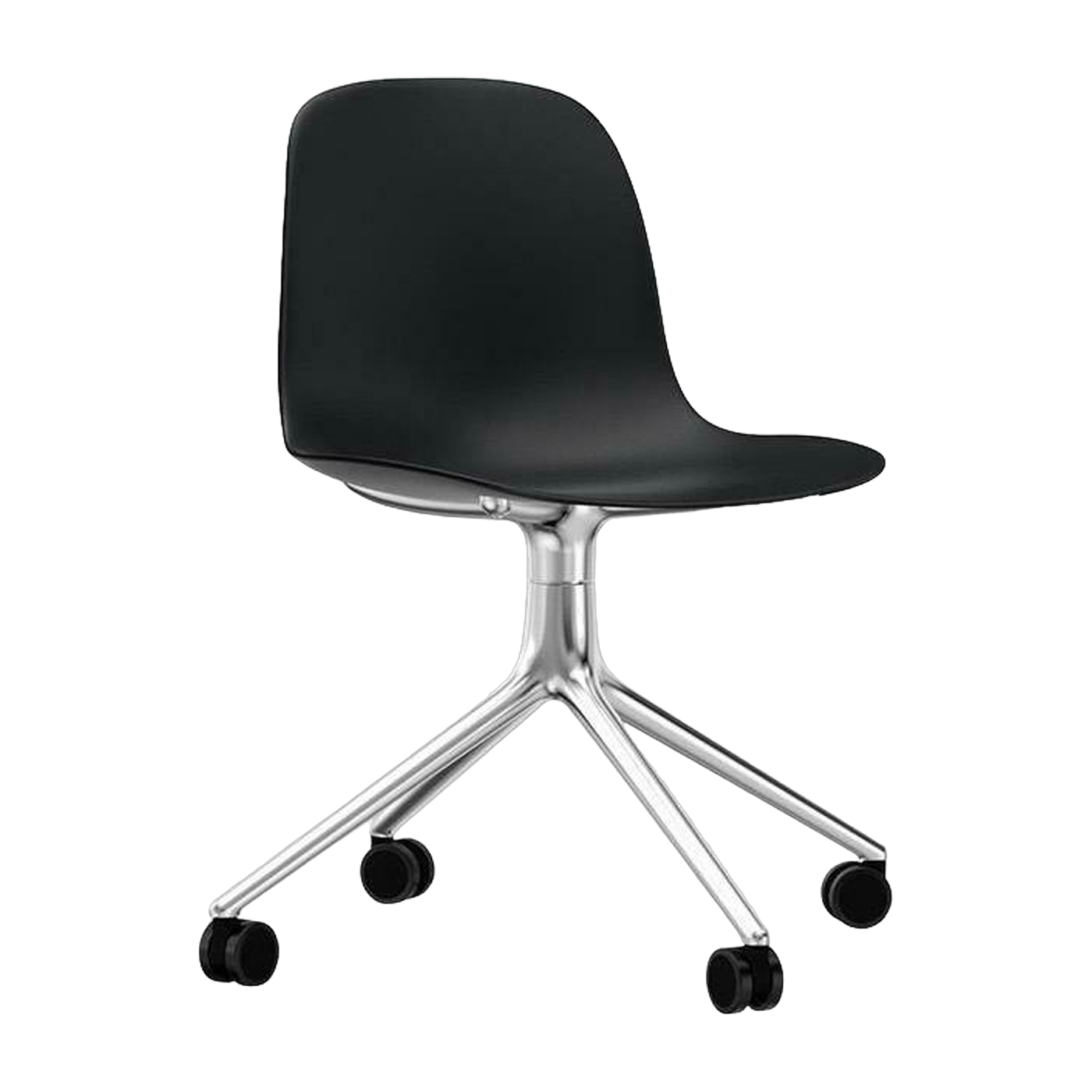 Sedia di bureau con rotelle in polipropilene nero Girevole 4W - Normann Copenhagen