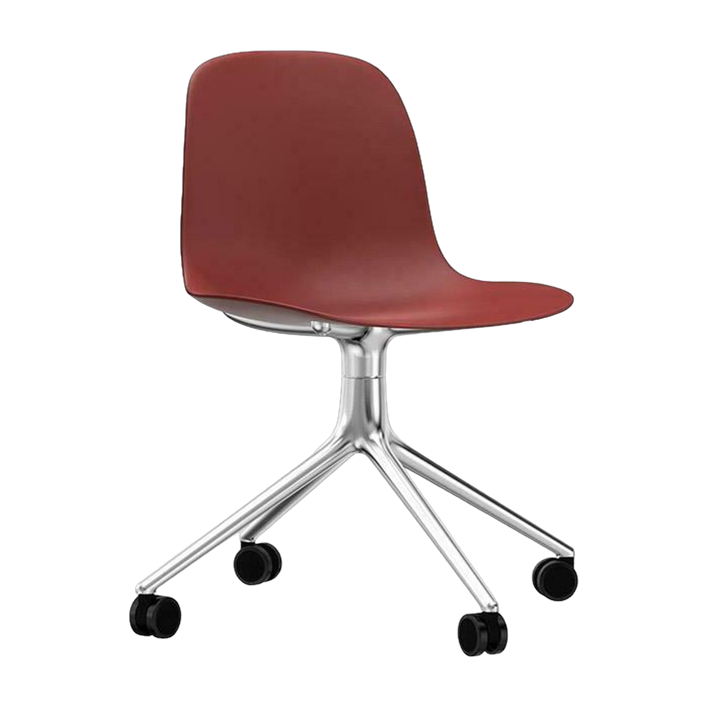 Chaise de bureau à roulettes en polypropylène rouge Swivel 4W rouge - Normann Copenhagen