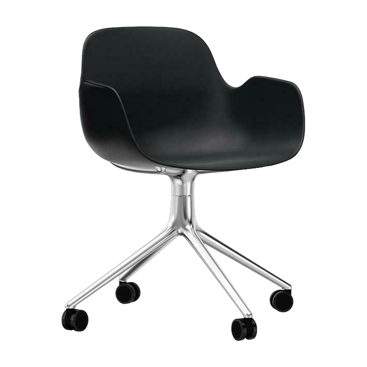 bureau sedia con braccioli in polipropilene nero girevole 4W - Normann Copenhagen