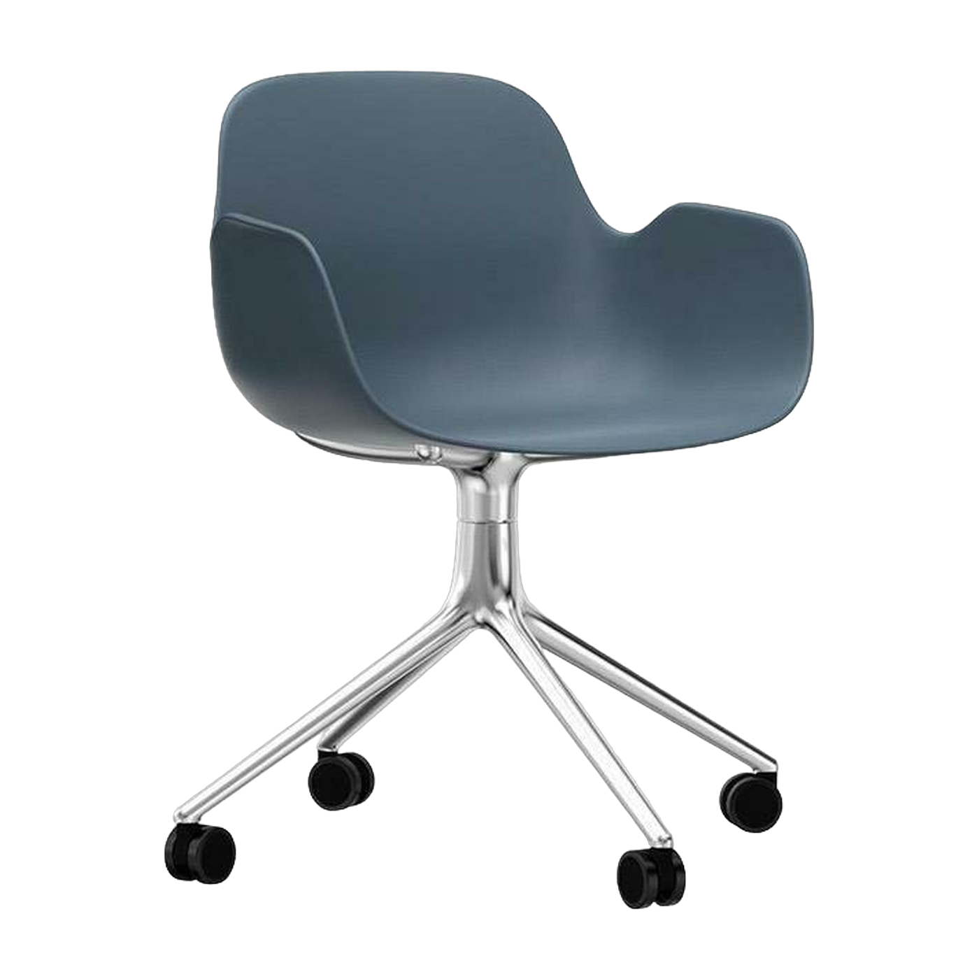 Sedia di bureau con braccioli in polipropilene blu Girevole 4W - Normann Copenhagen