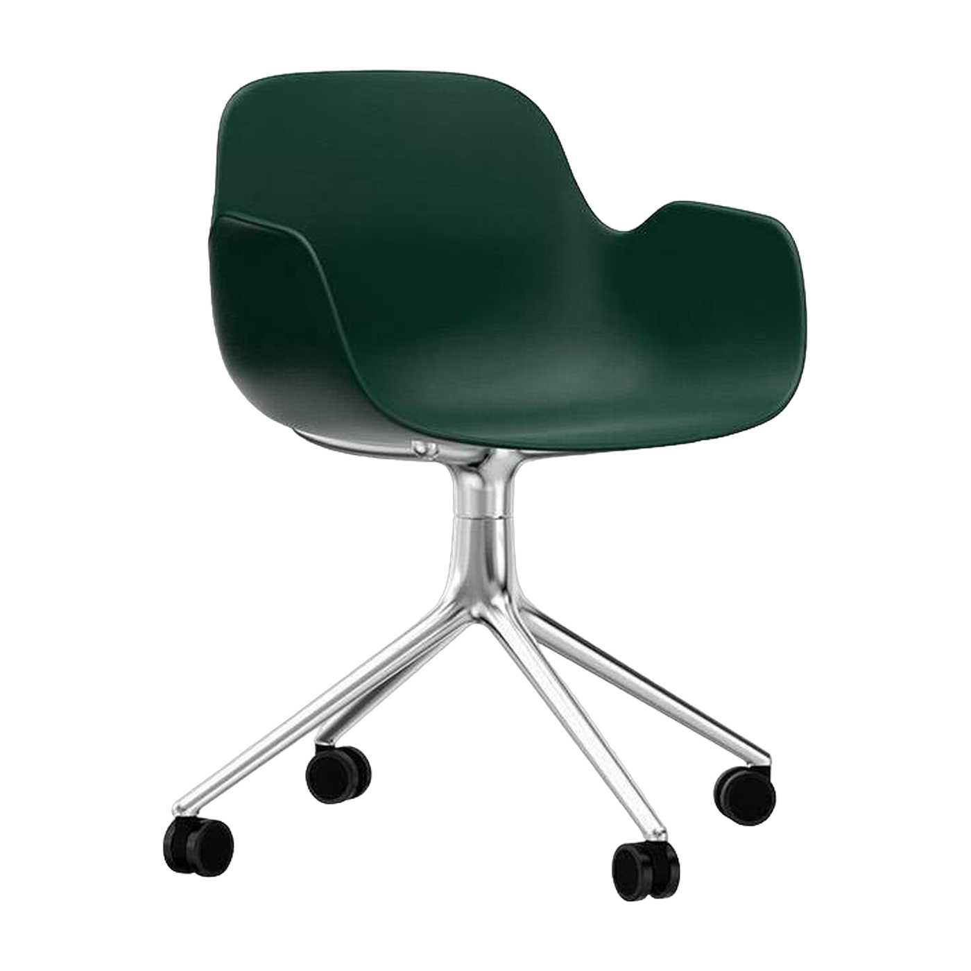 Sedia di bureau con braccioli in polipropilene verde Girevole 4W - Normann Copenhagen