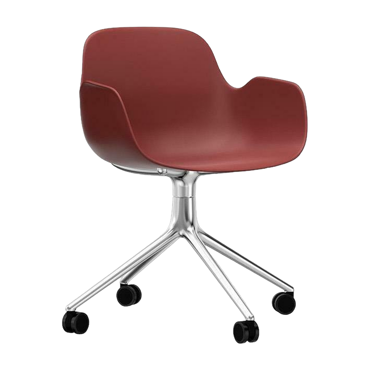 Sedia di bureau con braccioli in polipropilene rosso Girevole 4W - Normann Copenhagen