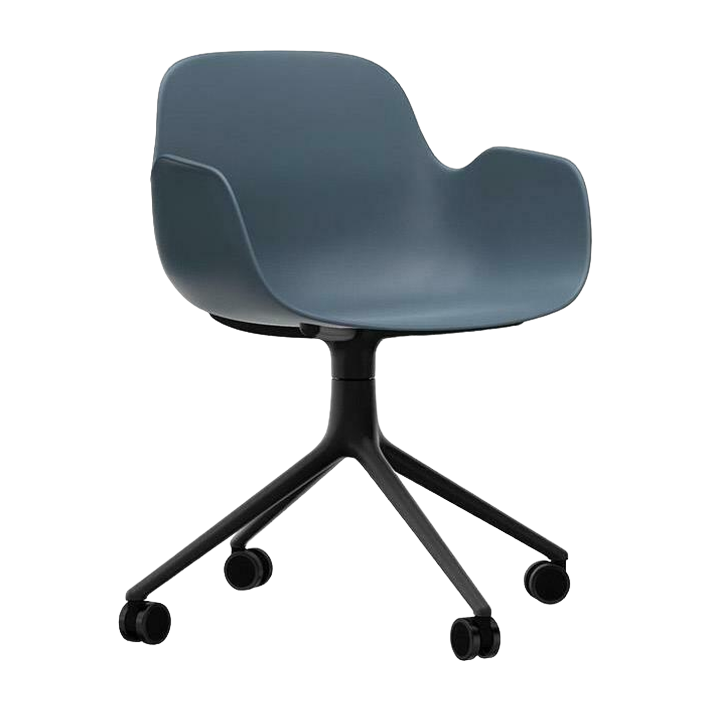 Sedia di bureau con rotelle e braccioli in blu e nero Girevole 4W - Normann Copenhagen