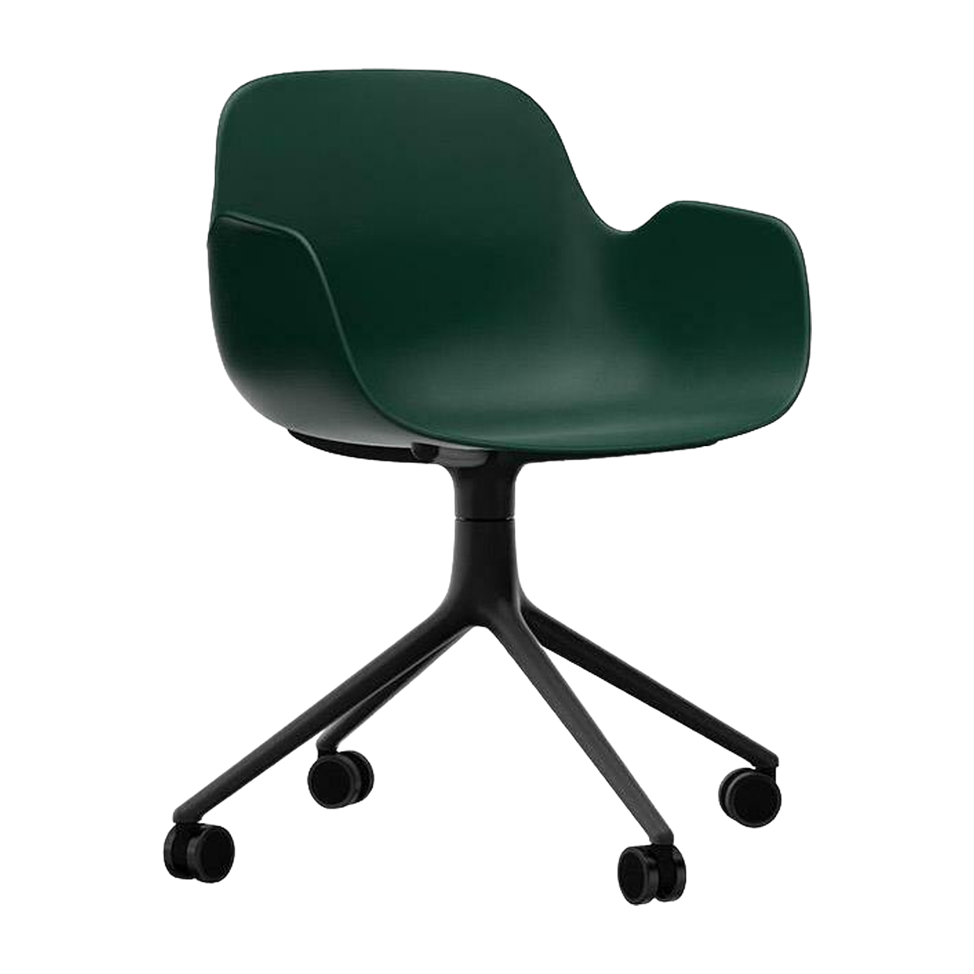 Sedia di bureau con rotelle e braccioli in verde e nero Girevole 4W - Normann Copenhagen